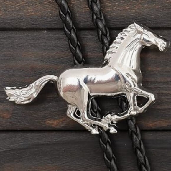 Silver Horse Vintage Native American Western Bolo Tie